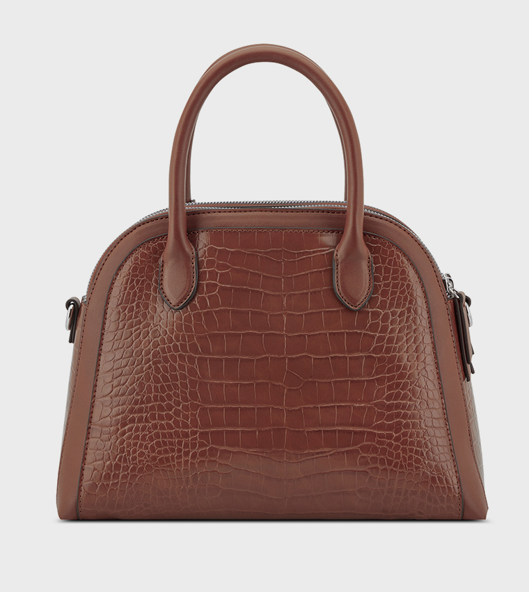 GERTRUDE Croc Textured Satchel Bag