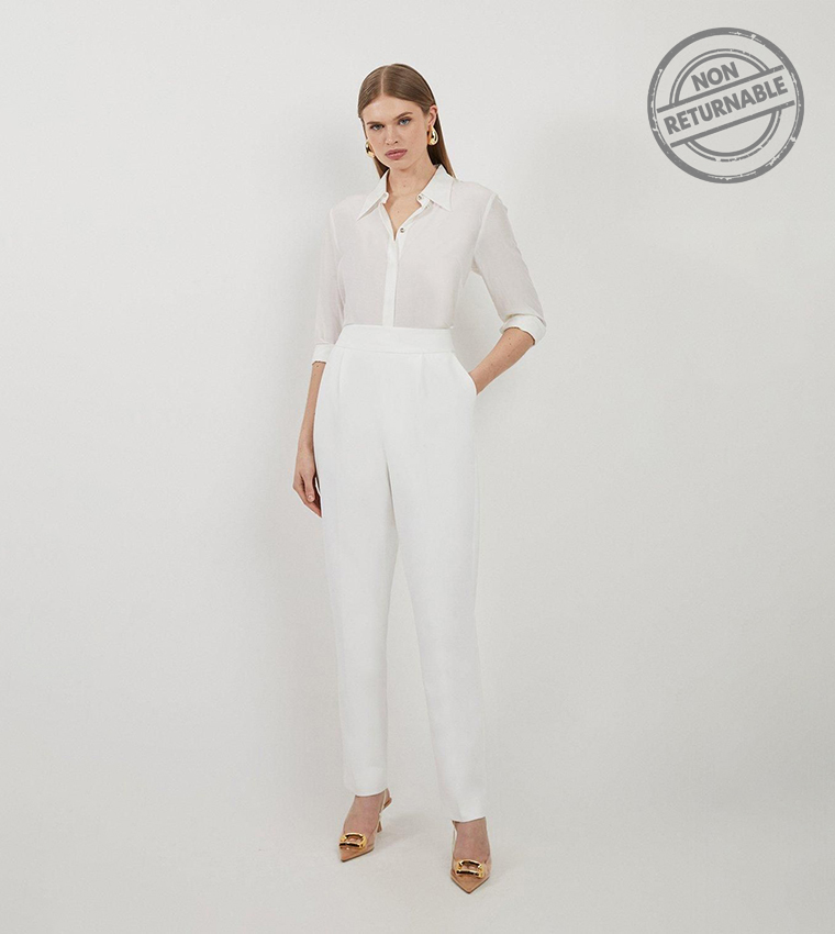 Compact Stretch High Waist Tailored Trousers - Non Returnable