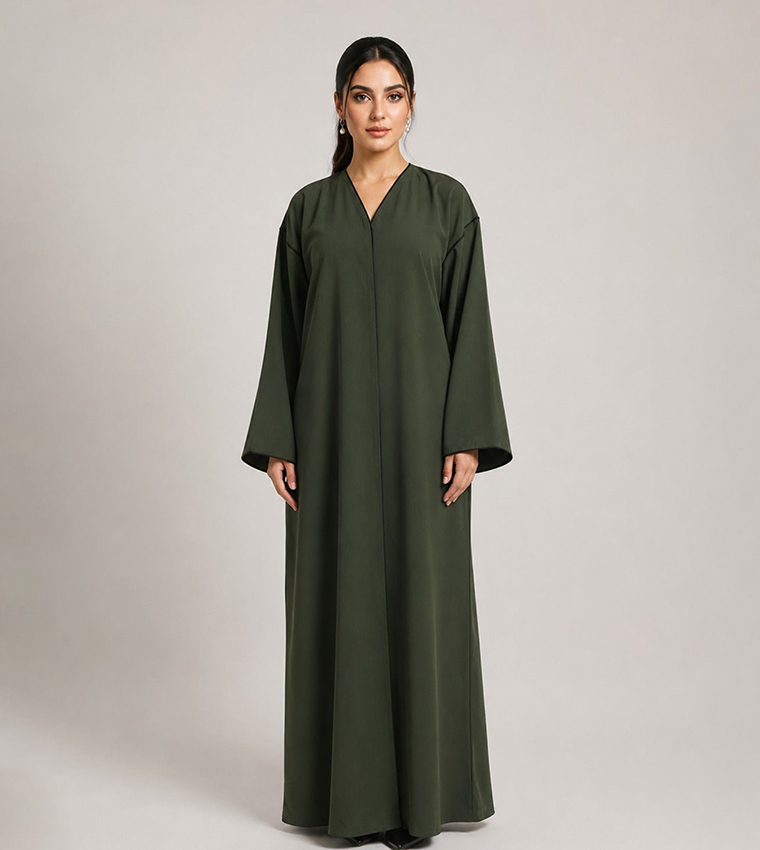 Solid Flared Sleeves Abaya