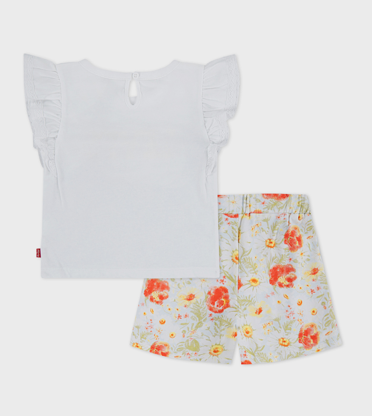 Printed Crew Neck Knit Top & Skort Set