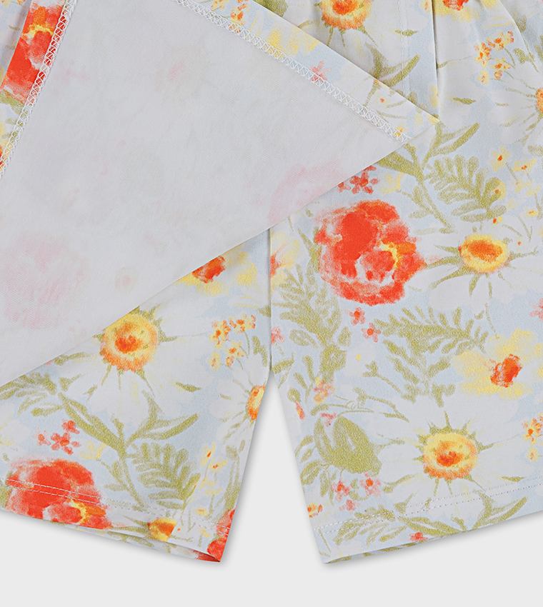 Printed Crew Neck Knit Top & Skort Set