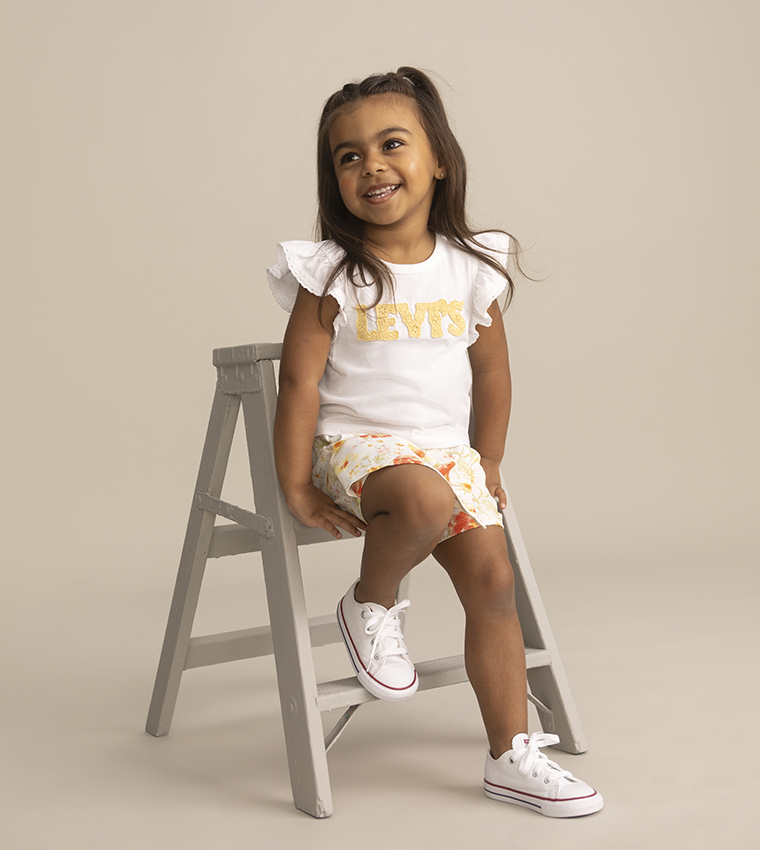 Printed Crew Neck Knit Top & Skort Set