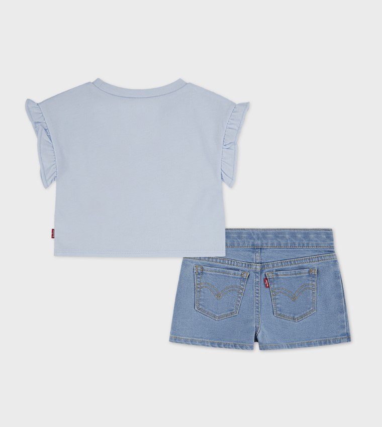 Printed Top & Pleated Short Set