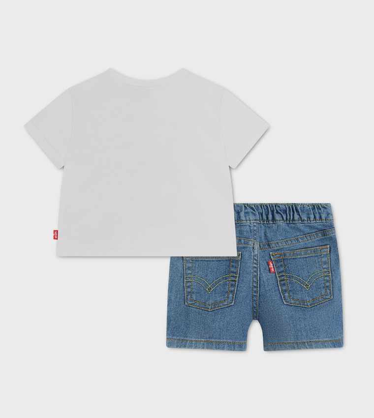 Printed Short Sleeves T-Shirt & Denim Short Set