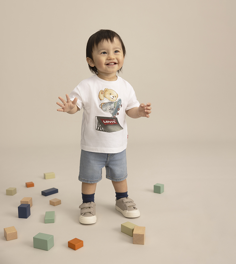 Printed Short Sleeves T-Shirt & Denim Short Set