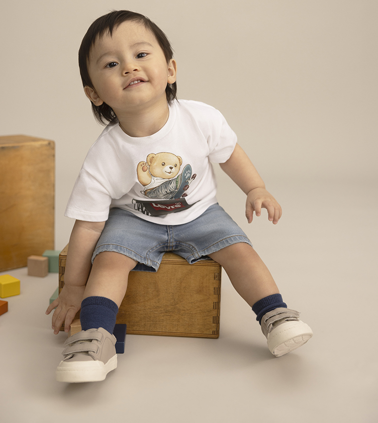 Printed Short Sleeves T-Shirt & Denim Short Set