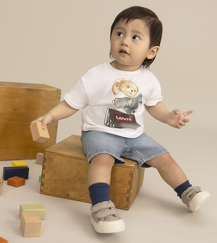 Printed Short Sleeves T-Shirt & Denim Short Set