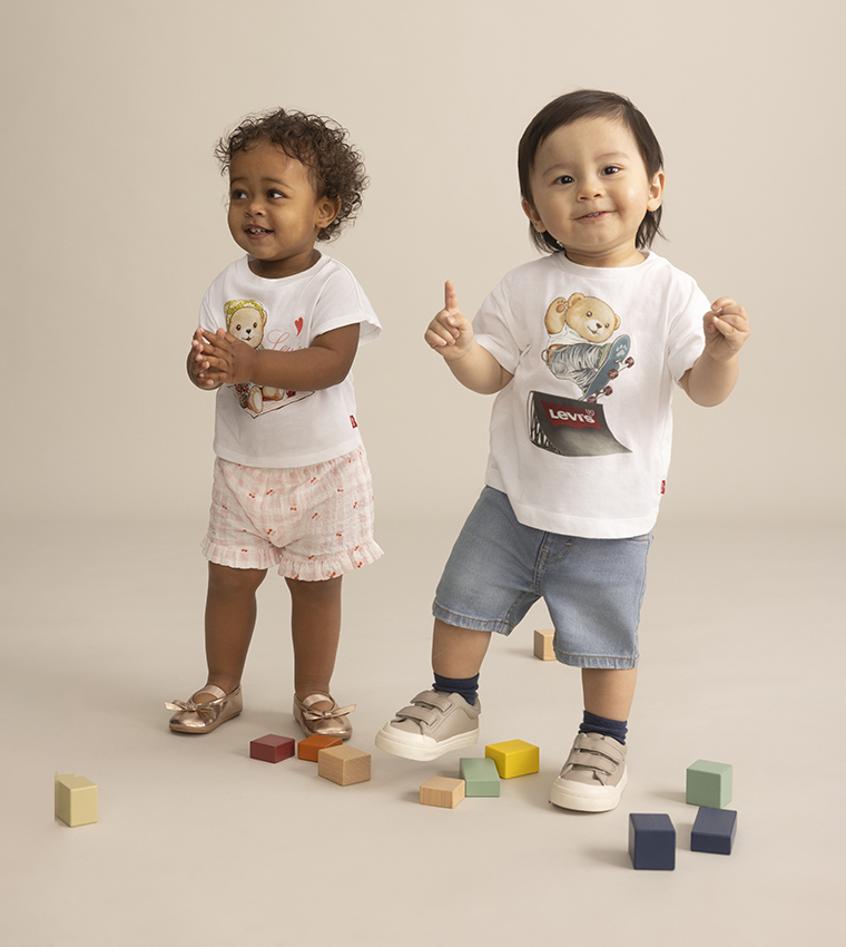 Printed Short Sleeves T-Shirt & Denim Short Set