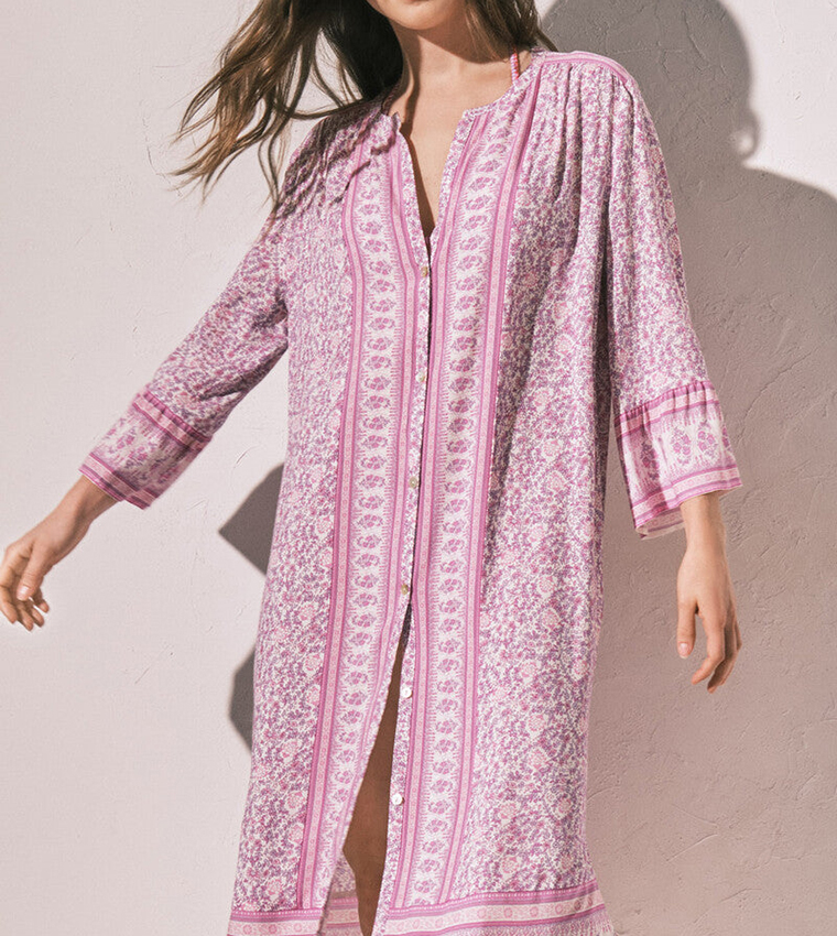 Printed 3/4 Sleeves Nightdress