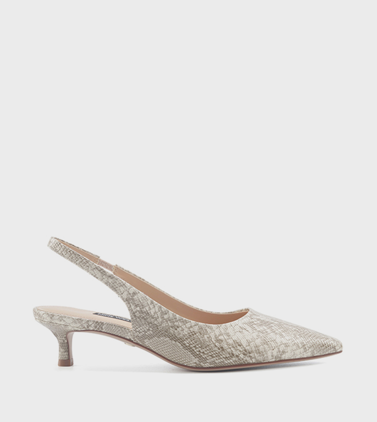PAMELON Croc Textured Slingback Pumps