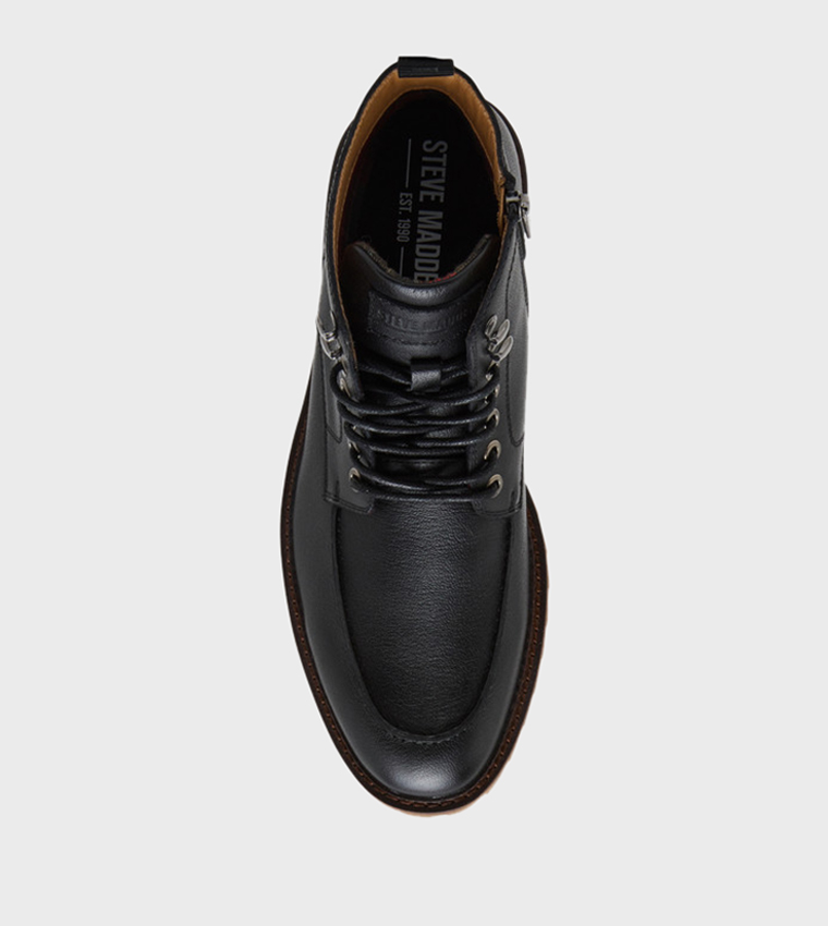 PATROANE Solid Leather Lace-Up Boots