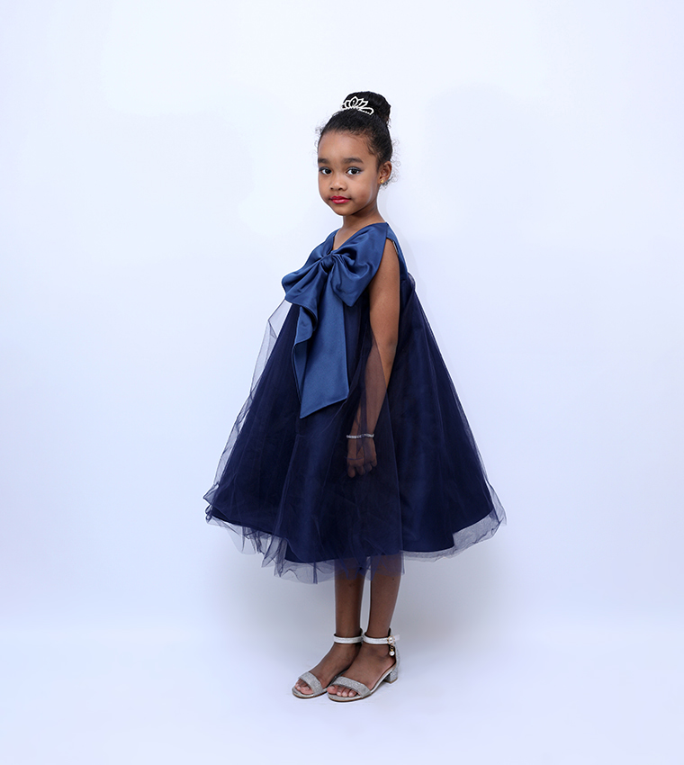 Bow Detail Tulle Party Dress
