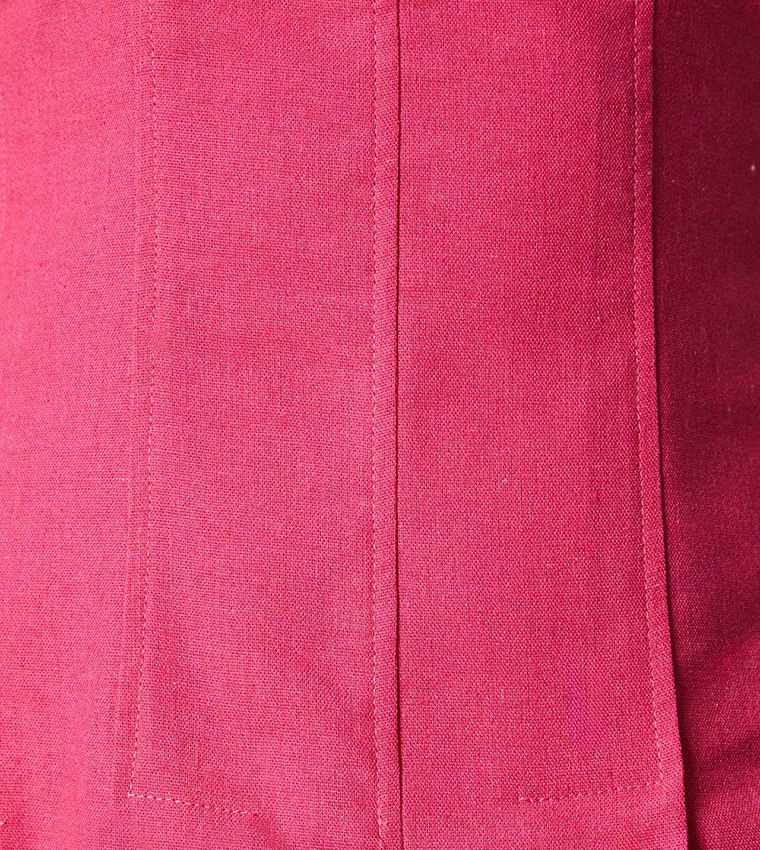 Linen Blend Pleat Detail Midi Dress
