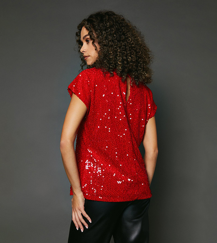 Sequined Short Sleeves Top