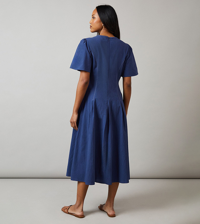 Seam Detail Pleat Detail Midi Dress