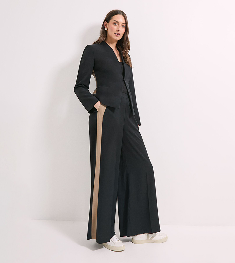 Side Striped Wide Leg Trousers