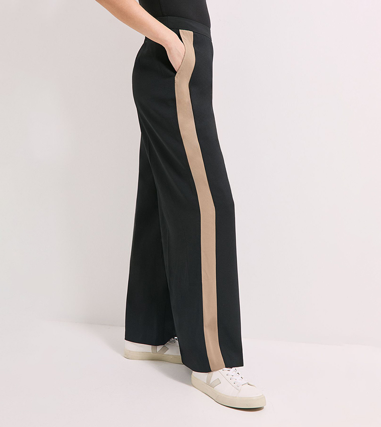 Side Striped Wide Leg Trousers