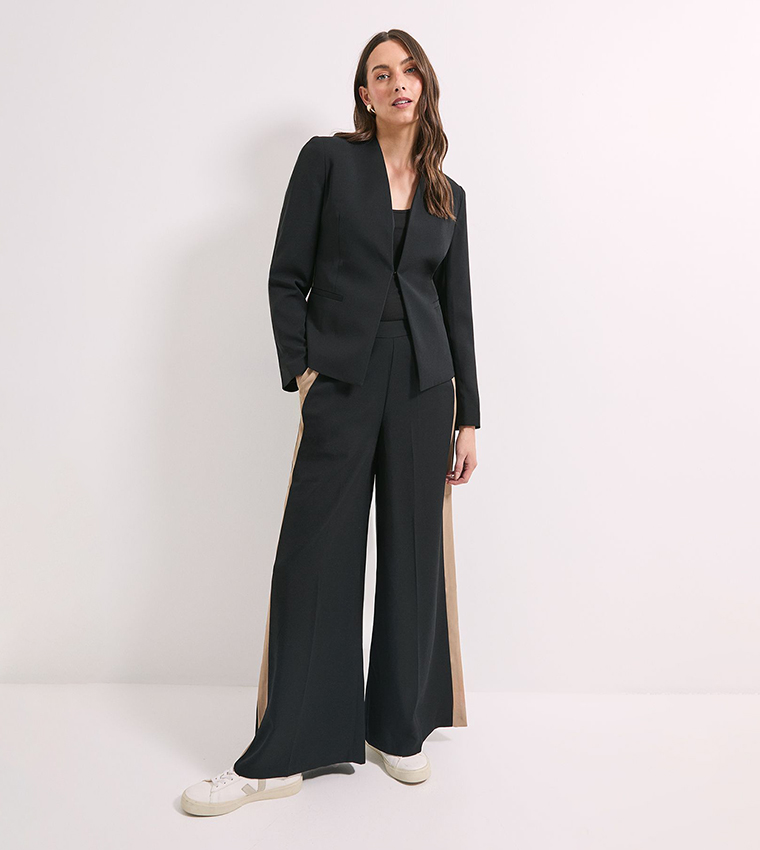 Side Striped Wide Leg Trousers