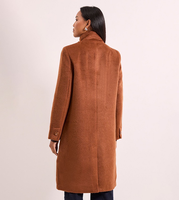 Short Double Breasted Funnel Neck Coat