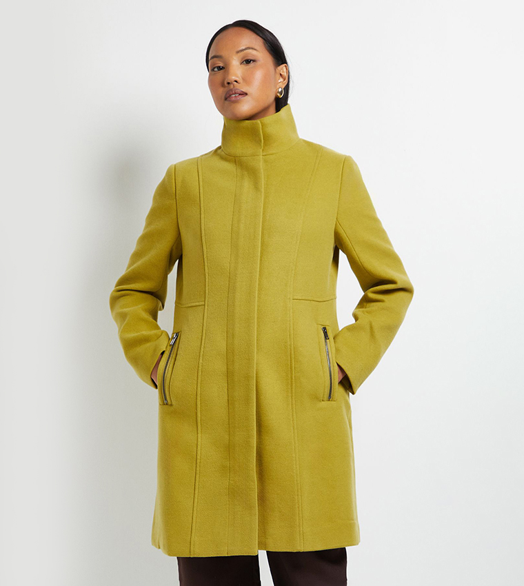 Long Sleeves Funnel Neck Coat