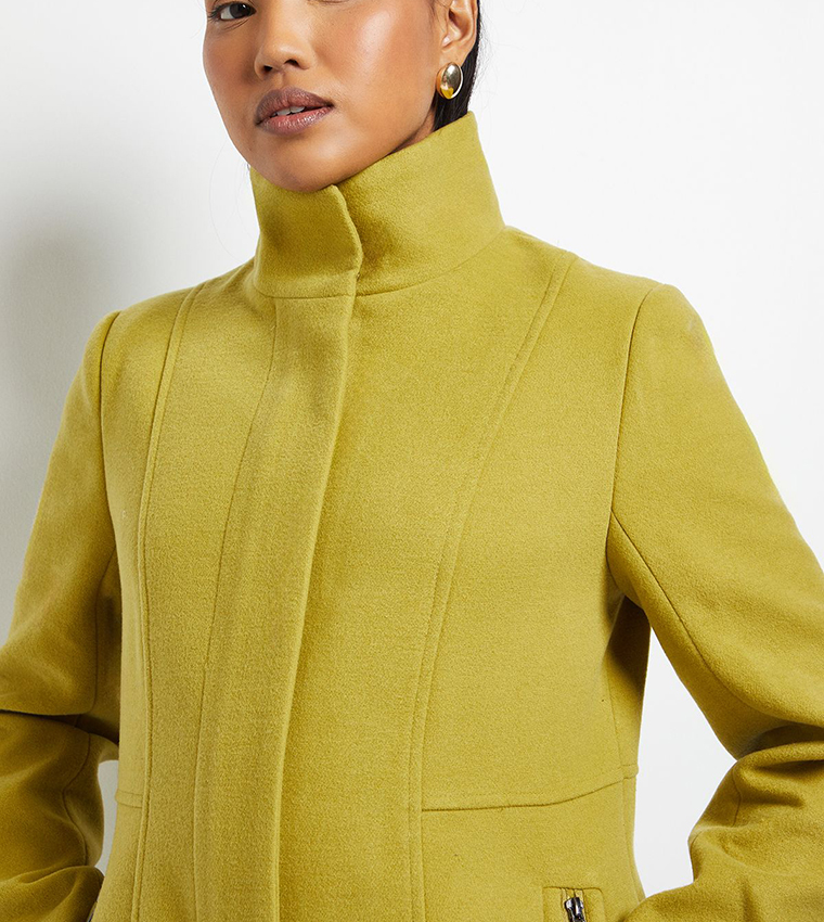 Long Sleeves Funnel Neck Coat