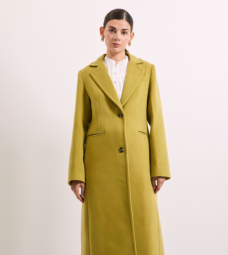 Single Breasted Midi Crombie Coat