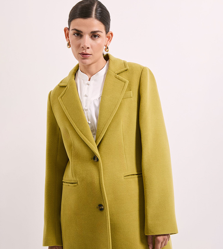 Single Breasted Midi Crombie Coat