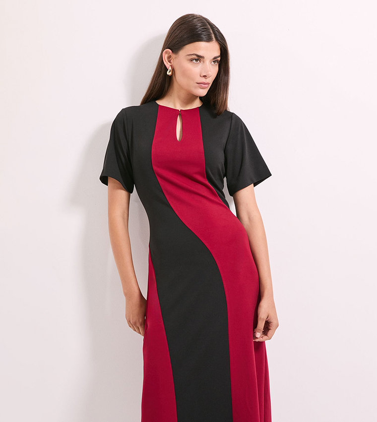 Buy Principles Outlet Color Block Ponte Detail Midi Dress In Black