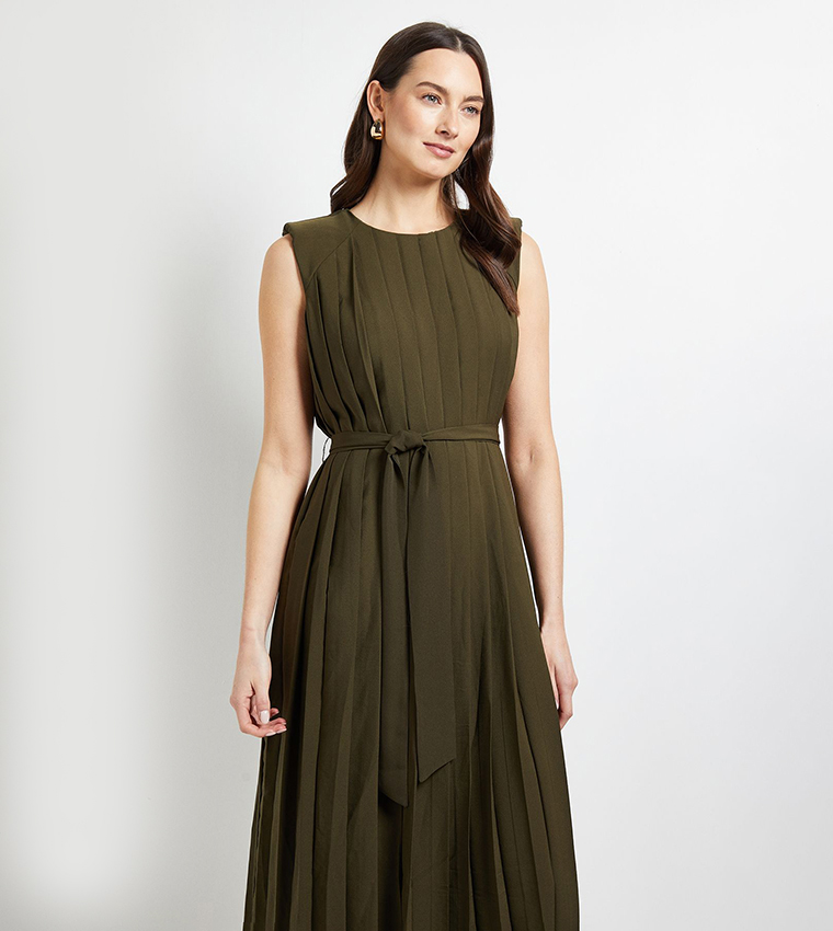 فستان ميدي بدون كم بكسرات كاملة