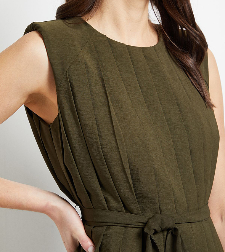 فستان ميدي بدون كم بكسرات كاملة