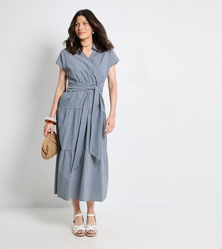 Tiered Tie Waist Midaxi Dress