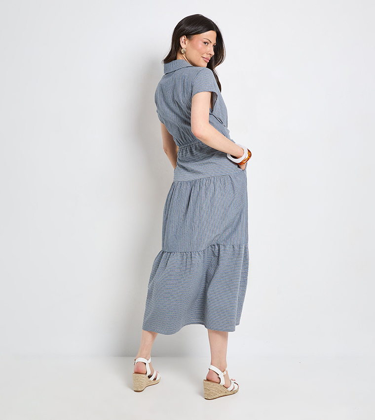 Tiered Tie Waist Midaxi Dress