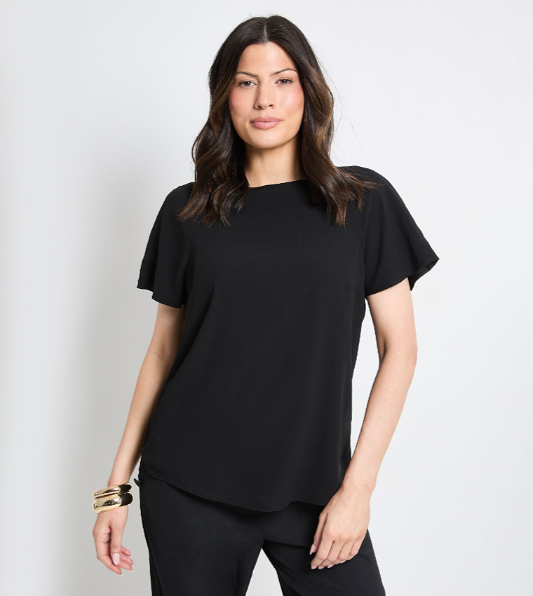 Solid Crew Neck Chiffon T-Shirt