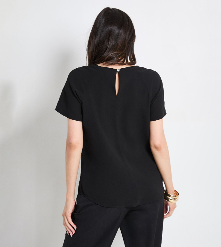 Solid Crew Neck Chiffon T-Shirt
