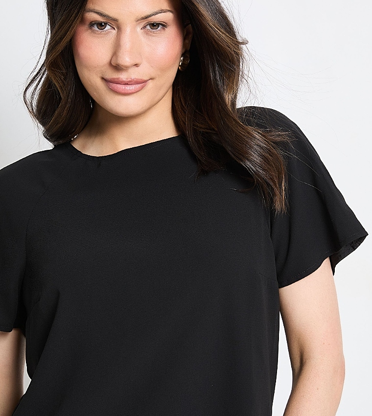 Solid Crew Neck Chiffon T-Shirt
