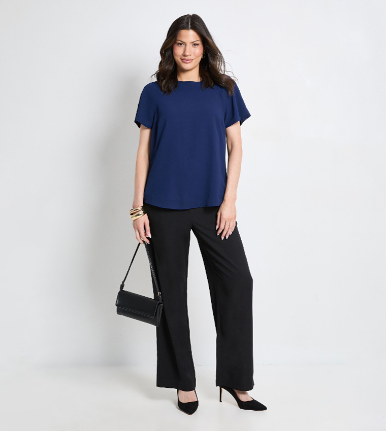 Solid Crew Neck Chiffon T-Shirt