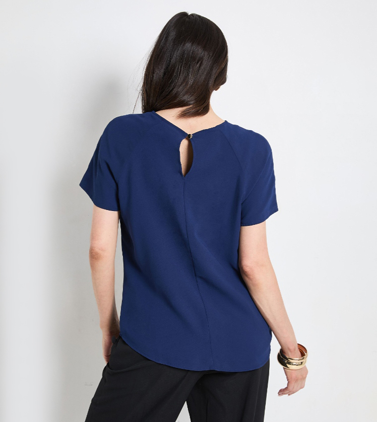 Solid Crew Neck Chiffon T-Shirt