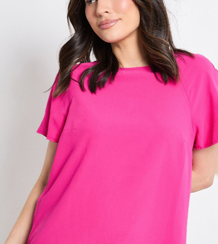 Solid Crew Neck Chiffon T-Shirt
