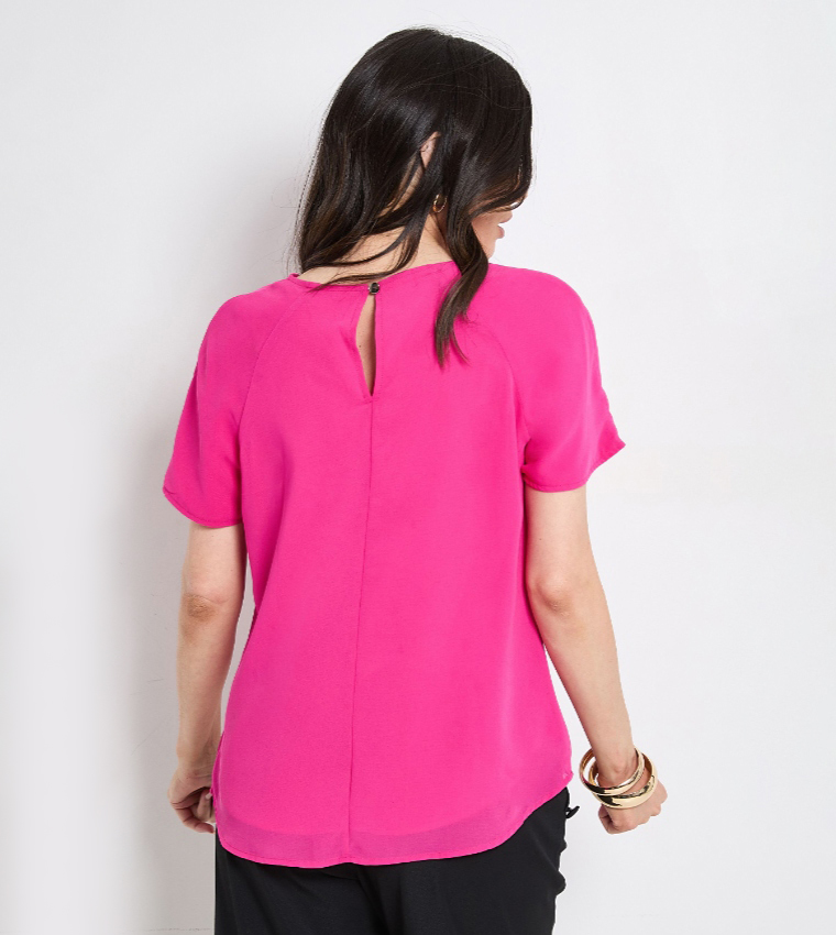 Solid Crew Neck Chiffon T-Shirt