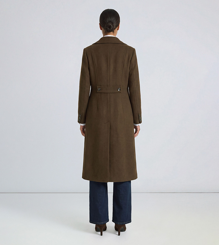Long Sleeves Waisted 3 Button Coat