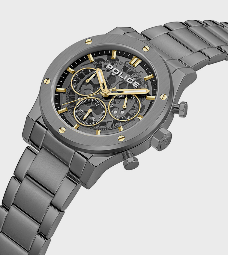 KNOTTY Gunmetal Dial Stainless Steel Strap Multifunction Watch