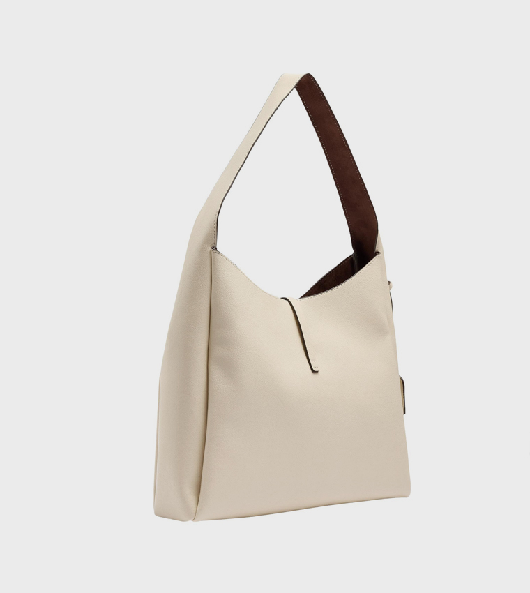 Solid Buckle Detail Shoulder Bag