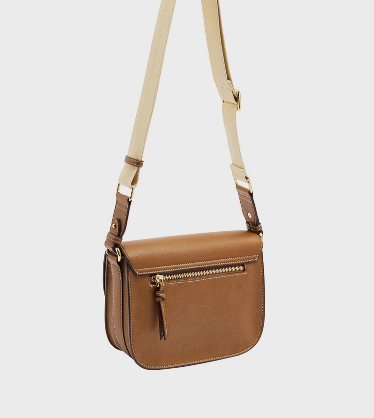 Solid Flap Crossbody Bag