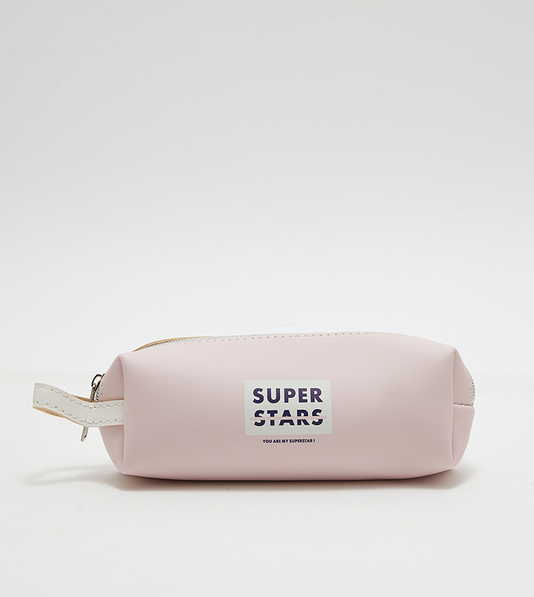 Print Detail Zippered Pencil Case