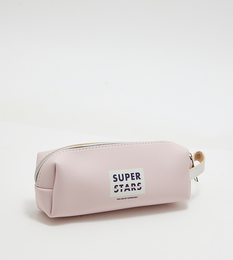 Print Detail Zippered Pencil Case