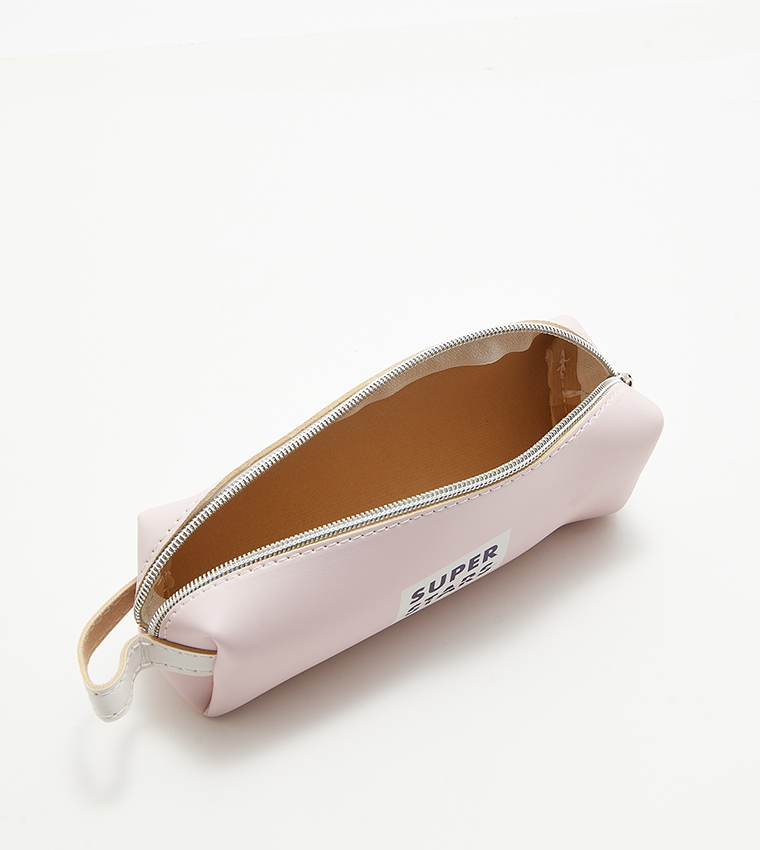 Print Detail Zippered Pencil Case