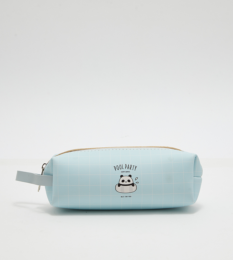 Print Detail Zippered Pencil Case