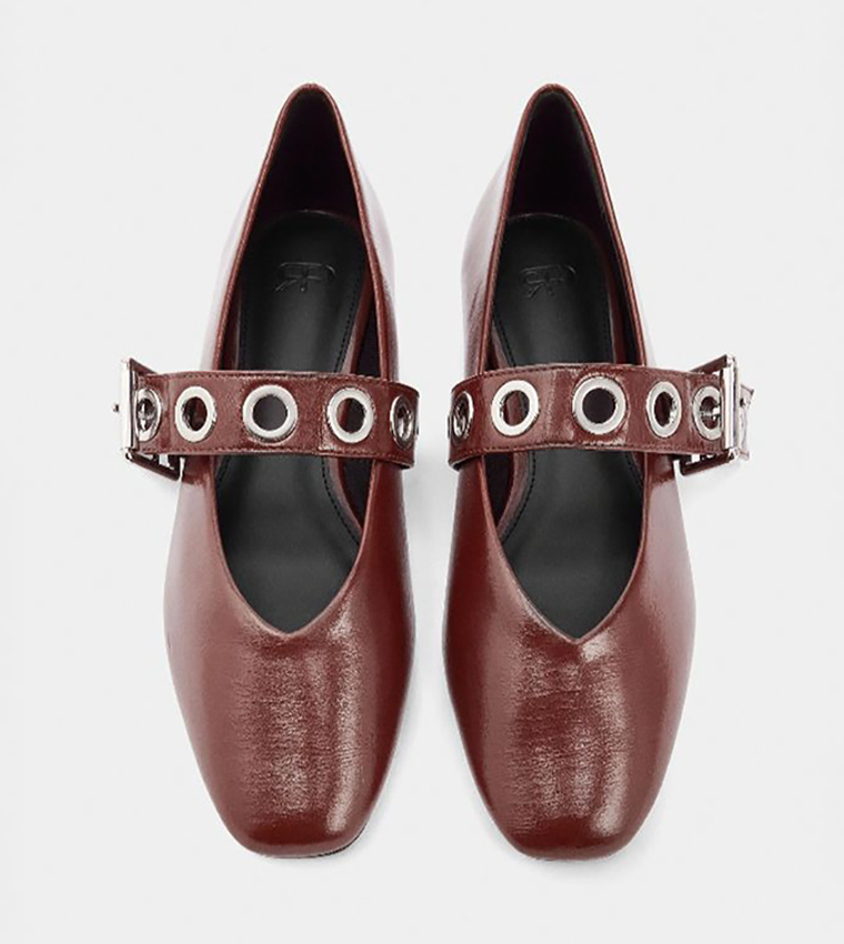 Textured Studs Mary Jane Shoes