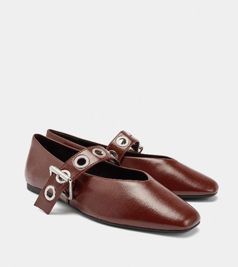 Textured Studs Mary Jane Shoes