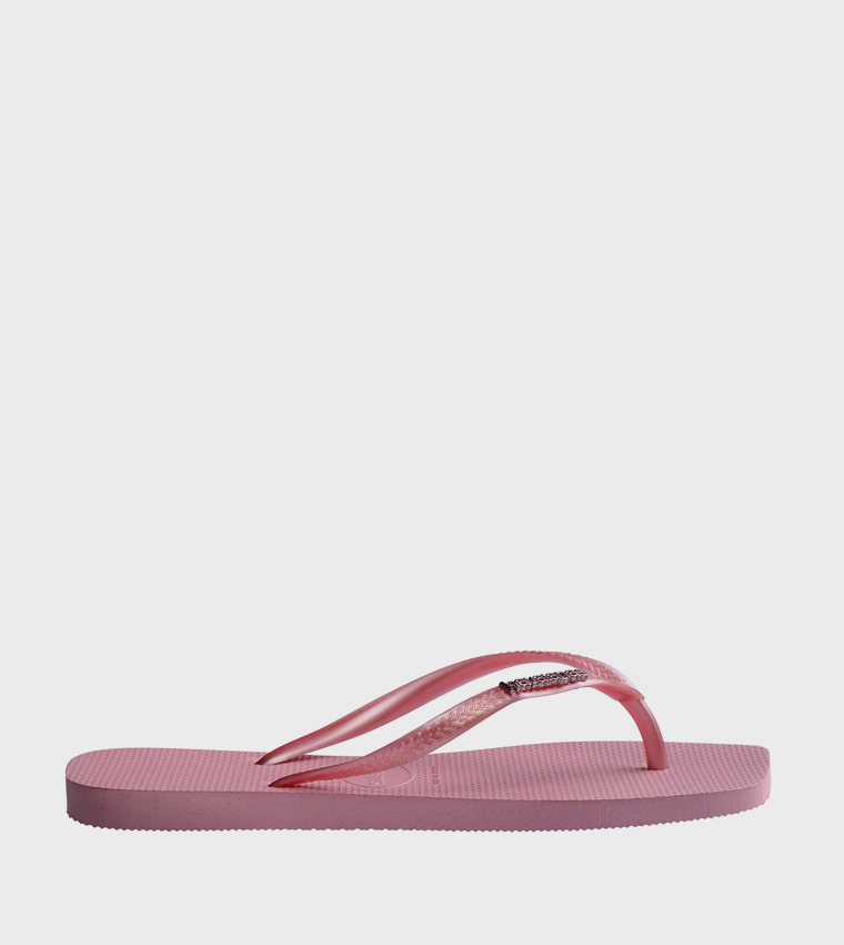 Slim Square Toe Logo Metallic Flip-Flops